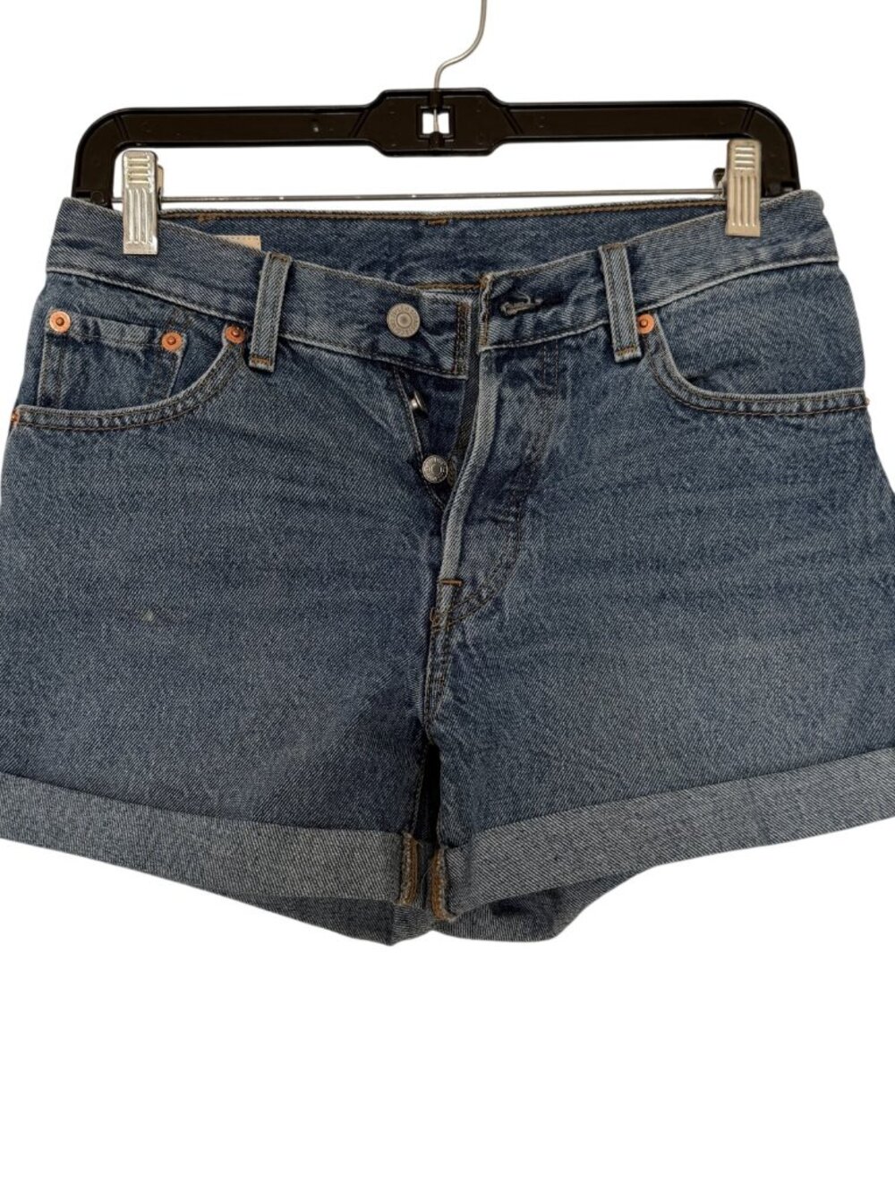 Levi Strauss Size 25 Medium Wash Denim Cuffed Rolled Hem Shorts Blue